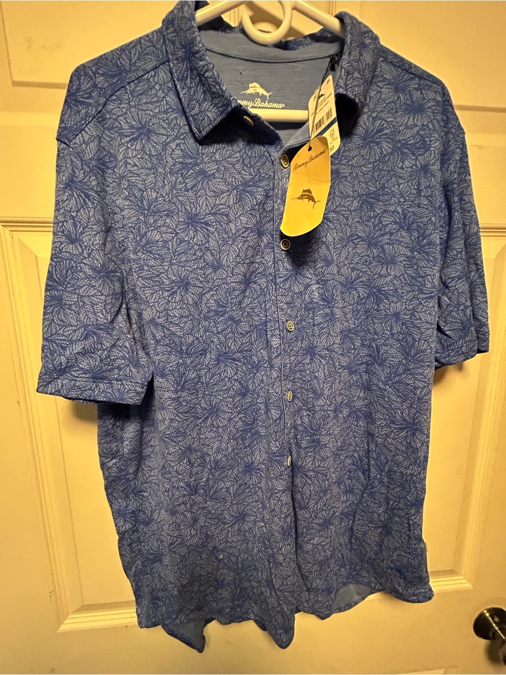 Tommy Bahama Men's Line Petals Cobalt Blue Short Sleeve Button-Down Shirt